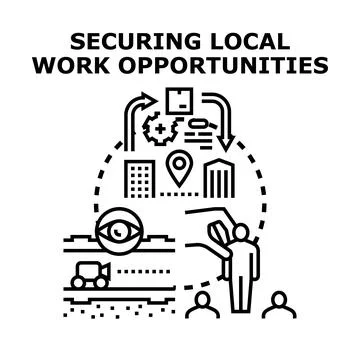 Securing local work opportunities concept vector Illustrazione stock