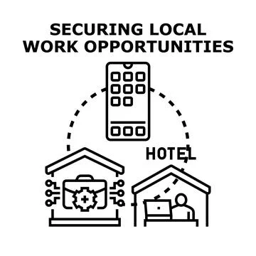 Securing local work opportunities online concept Stock Illustration