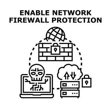 Securing network firewall protection against cyber attack 스톡 일러스트