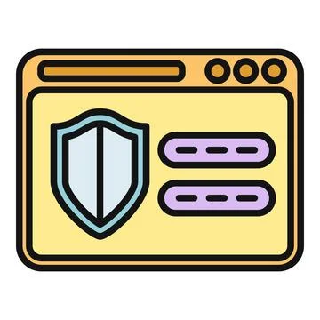 Securing online browser data with a shield firewall icon Stock Illustration