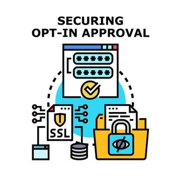 Securing opt in approval for data privacy and online consent Stockillustratie