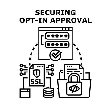 Securing opt in approval for data privacy and online consent Stock Illustration