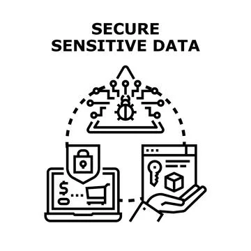 Securing sensitive data from cyber threats and attacks Illustrazione stock