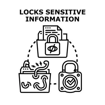 Securing sensitive information with data cybersecurity locks Stock Illustration