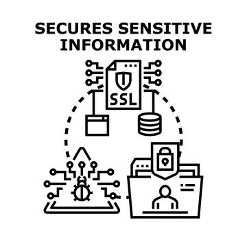 Securing sensitive information protecting personal data concept Stockillustratie
