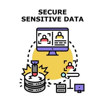 Securing sensitive personal data from cyber attack threat Stock Illustration