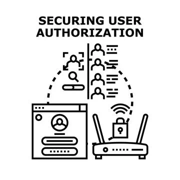 Securing user authorization process and access control Stock Illustration