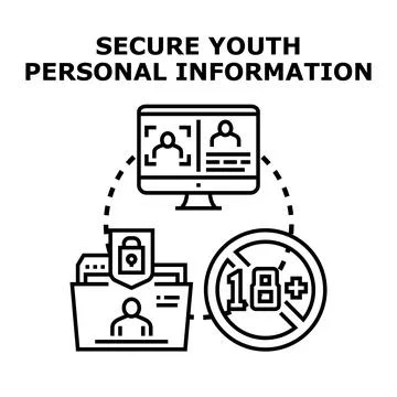 Securing youth personal data and online privacy protection Stock Illustration