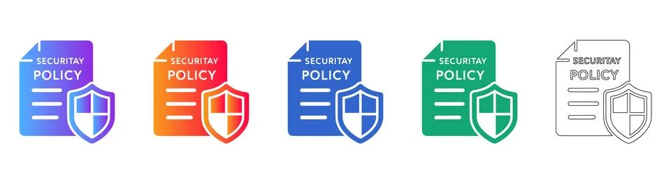 Securitay Policy Document Icons Set 스톡 일러스트