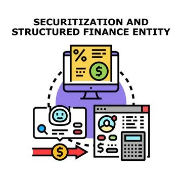 Securitization and structured finance entity managing assets Stock Illustration
