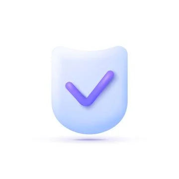 Security 3d for concept design. Security shield logo 3d icon. Checkmark icon Illustrazione stock
