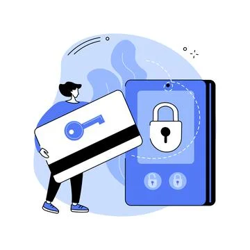 Security access card abstract concept vector illustration. Stock Illustration