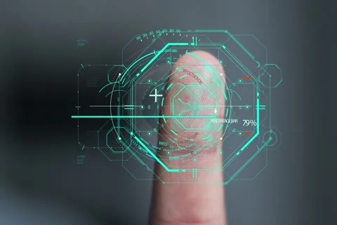 Security access control / futuristic personal identification / biometric auth Stock Footage 203968489