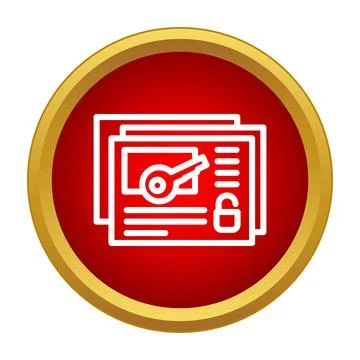 Security access documents with key and unlocked padlock Stock Illustration