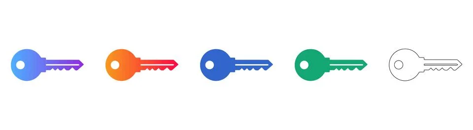 Security Access Key Icon Set Stock Illustration