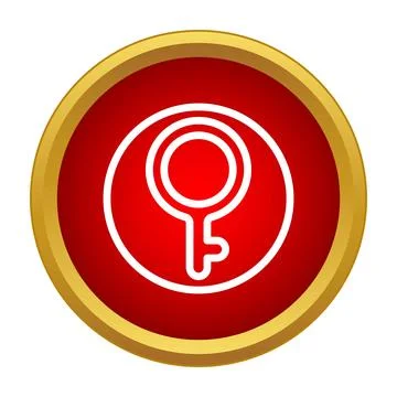 Security access key symbol red gold button Stock Illustration