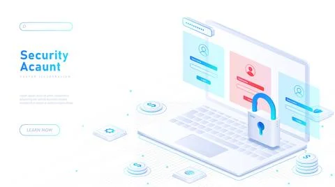 Security account vector banner Stock Illustration