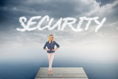 Security against cloudy sky over ocean Illustrazione stock