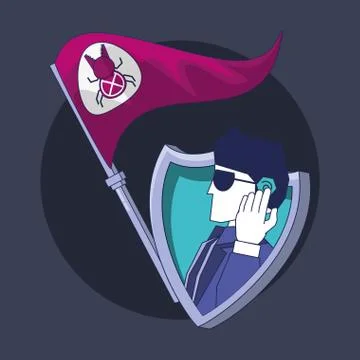 Security agent with flag bug data privacy 库存插图