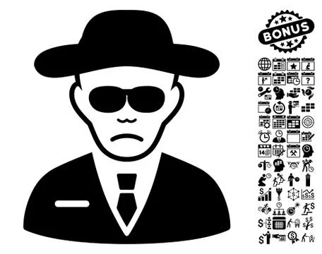 Security Agent Flat Vector Icon With Bonus 스톡 일러스트