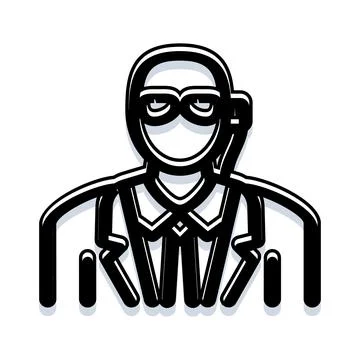 Security agent protecting with professional earpiece communication 스톡 일러스트