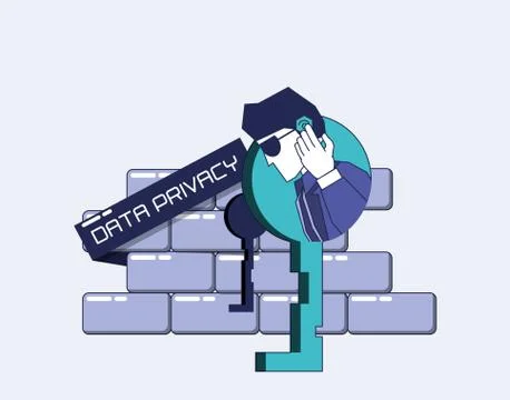 Security agent with wall and key data privacy Stock Illustration