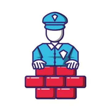 Security agent with wall Stock Illustration