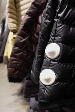 Security alarm on a jacket in a store Stock Photos