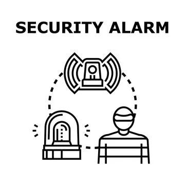 Security alarm system detecting breaking with siren Stock Illustration
