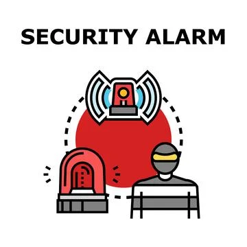 Security alarm system detecting breaking with siren Stock Illustration