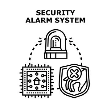 Security alarm system protecting home property Stock Illustration