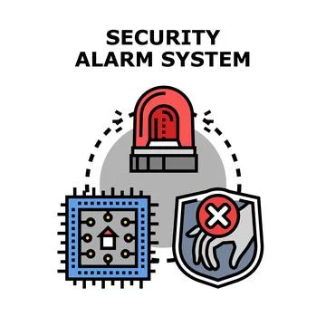 Security alarm system protecting home property Stock Illustration