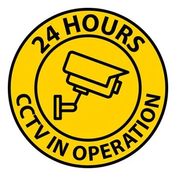 Security Alert: 24 Hours CCTV in Operation for Safety and Surveillance Stock Illustration