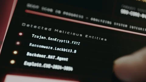 Security alert indicating a list of Detected malware infections Stock Footage 333371787