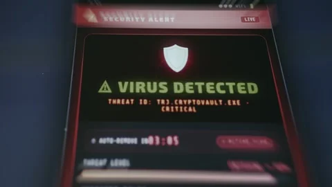 Security alert indicating of a Virus Detected Stock Footage 335865757
