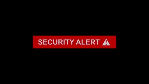 Security alert text with caution sign icon animation Stock Footage 321237759