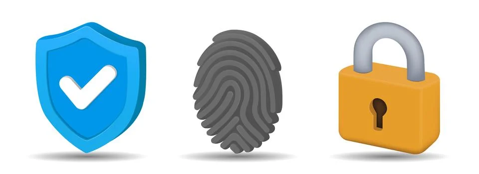 Security and authentication 3d emoji icon vector illustration set Stock Illustration