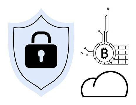 Security and Blockchain Technology Concept with Cloud Computing Stock Illustration