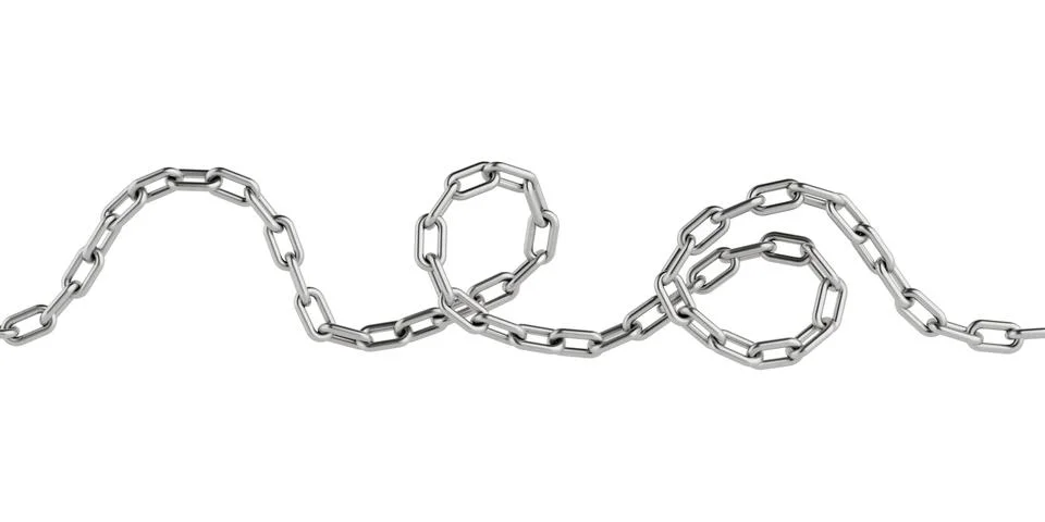 Security And Connection Concept. Metallic Chain With Twisted And Looped Lin.. Stock Illustration