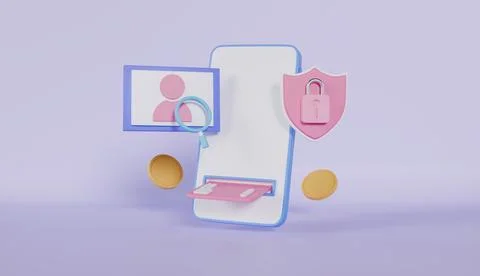 Security and convenience of facial recognition payments of a smartphone Stock Illustration