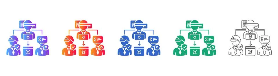 Security and Data Protection Team Icon Set Illustrazione stock
