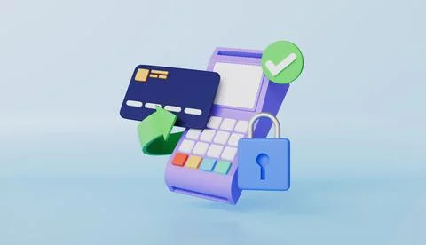 Security and efficiency of card reader payments, padlock, credit card Stock Illustration