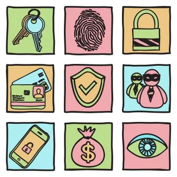 Security and hacker icons Illustrazione stock