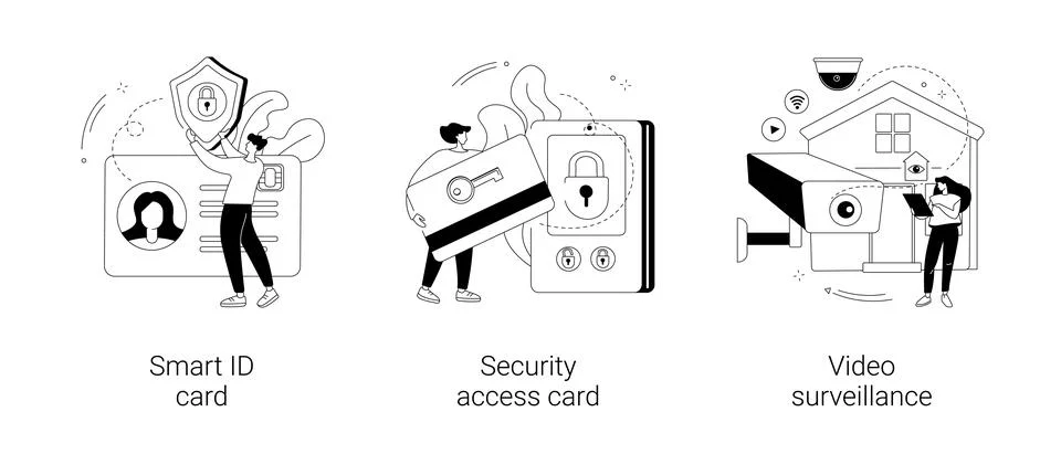 Security and identity verification abstract concept vector illustrations. Ilustración de archivo