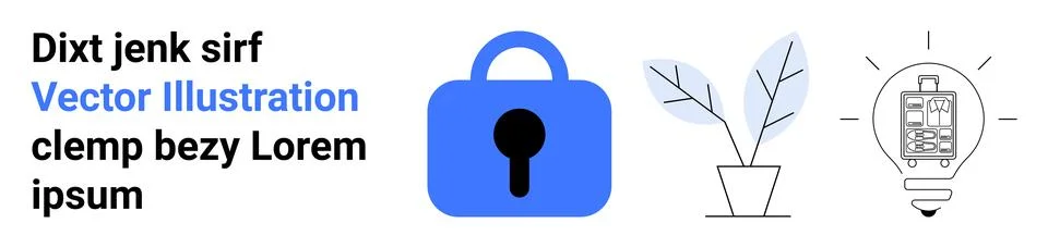 Security and Innovation Elements with Placeholder Text for Web Design イラスト素材