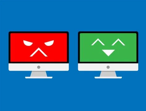 Security and insecurity on computer in trendy flat style isolated on blue bac Stock Illustration