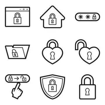 Security and Locks line Stock Illustration