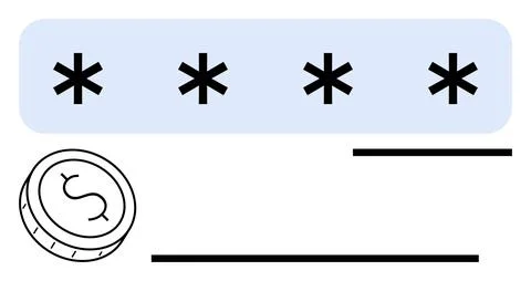 Security and Payment Processing Concept with Password Encryption and Dollar.. Stock Illustration