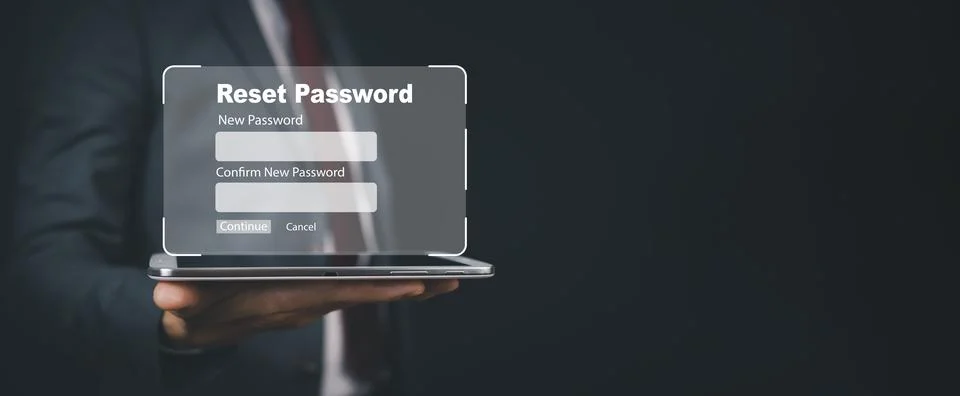 Security and reset password login online concept, Laptop with entering userna Stock Photos
