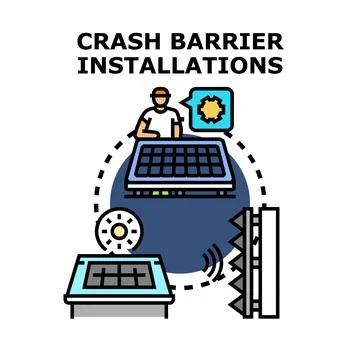 Security and safety crash barrier installations concept Stock Illustration